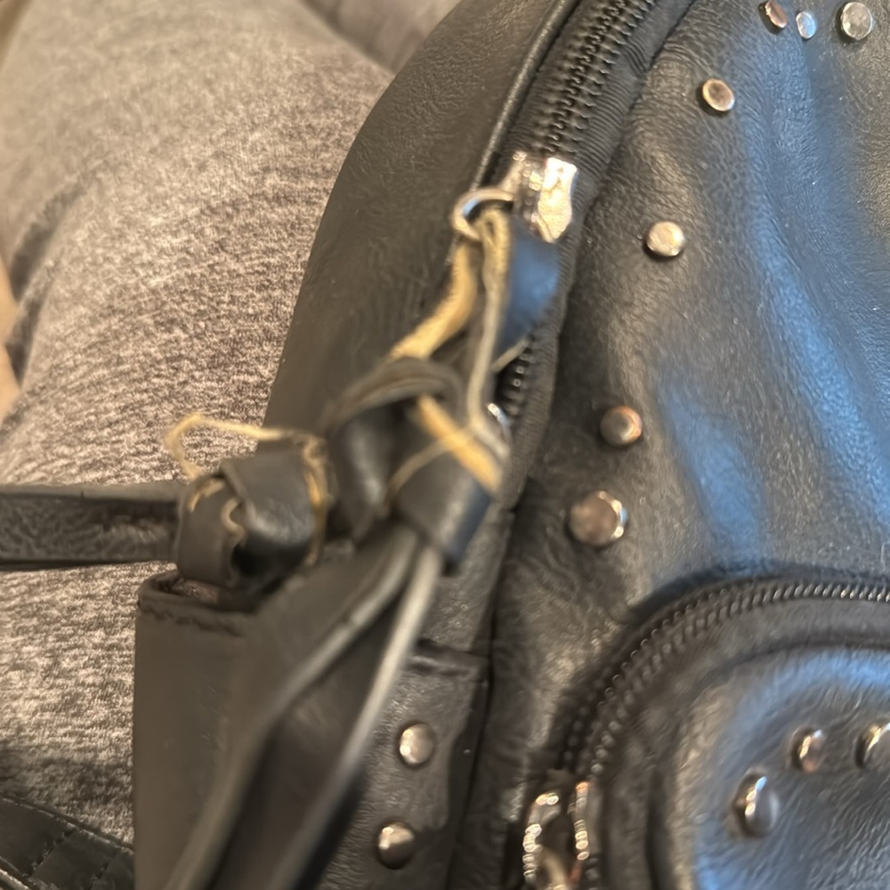 Black Pleather Studded Backpack - image 6
